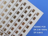40mil AD255C 2 στρώμα άκαμπτο υφαμένο PCB ενισχυμένο γυαλί PTFE DK 2,55 NiAu