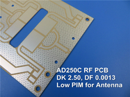 Rogers AD250C PCB υψηλής συχνότητας RF μικροκυμάτων PCB σε 60mil 1.524mm υποστρώματα με βύθιση χρυσού