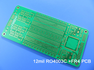 Υβριδικό PCB πίνακας Bulit υψηλής συχνότητας 4 μικτός στρώμα PCB σε Rogers 12mil RO4003C και FR-4