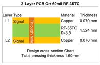 PCB υψηλής συχνότητας που στηρίζεται σε Taconic RF-35TC DK3.5 με 60mil παχύ και το χρυσό βύθισης για τον ενισχυτή δύναμης