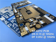 PCB RF που στηρίζεται σε 6,15 DK RF-60TC 10mil, το επίστρωμα 20mil, 30mil και 60mil με το χρυσό, τον κασσίτερο, HASL και OSP βύθισης