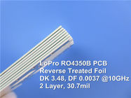 Αντίστροφο αντιμετωπισμένο φύλλο αλουμινίου PCB υψηλής συχνότητας PCB 30.7mil Rogers μικροκυμάτων RO4350B LoPro με ENIG για τις ψηφιακές εφαρμογές