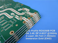 Τα PCB Rogers 60.7mil RO4350B LoPro RF αντιστρέφουν τον αντιμετωπισμένο πίνακα κυκλωμάτων PCB φύλλων αλουμινίου με το χρυσό βύθισης