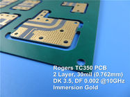 PCB TC350 Rogers RF που στηρίζεται σε 30mil διπλό πλαισιωμένο Corel με το χρυσό βύθισης για τοποθετημένους τους πύργος ενισχυτές