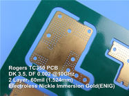 Το Rogers TC350 60mil διπλασιάζει το πλαισιωμένο PCB με τη χρυσή και πράσινη μάσκα βύθισης για τις θερμικά ανακυκλωμένες κεραίες