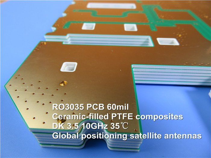 3 PCB υψηλής συχνότητας στρώματος που στηρίζεται σε 60mil RO4350B + 6.6mil RO4350B με ENIG