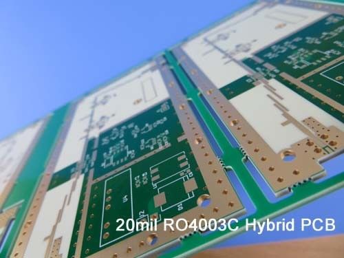 Υβριδικός πίνακας Bulit PCB σε Rogers 20mil RO4003C και 0.75mm FR-4 πολυστρωματικά PCB υψηλής συχνότητας με τα μικτά υλικά