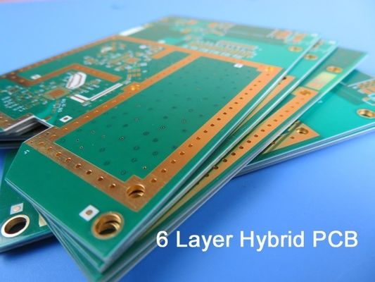 Το υβριδικό 6-στρώμα PCB υψηλής συχνότητας ανάμιξε το PCB σε 20mil 0.508mm RO4350B και FR-4 με τυφλό μέσω